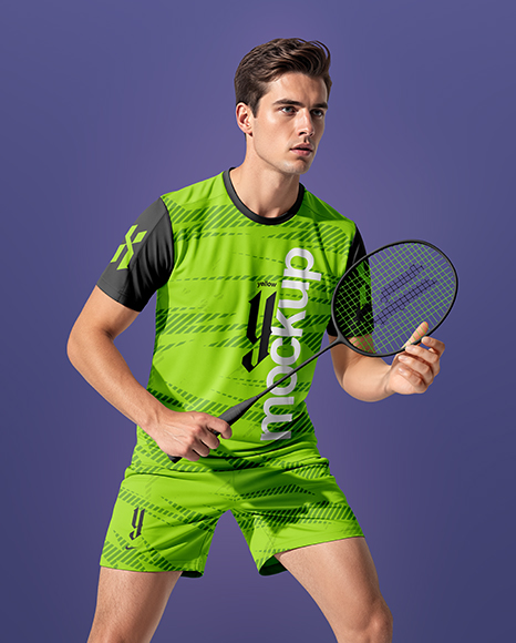 Man Wearing Badminton Uniform Mockup