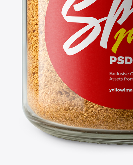 Clear Glass Jar with Ground Nutmeg Mockup