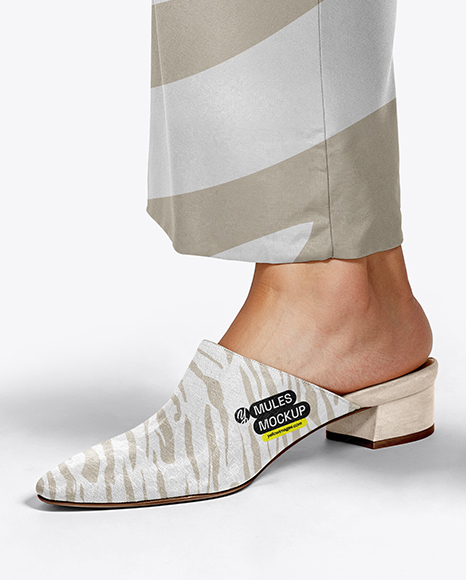 Pair of Suede Mules on Woman's Legs Mockup