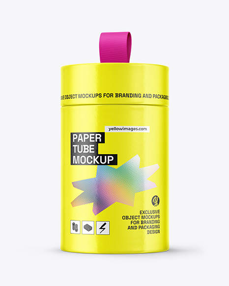 Glossy Paper Tube with Pull Tab Mockup - Wrapping paper mockup