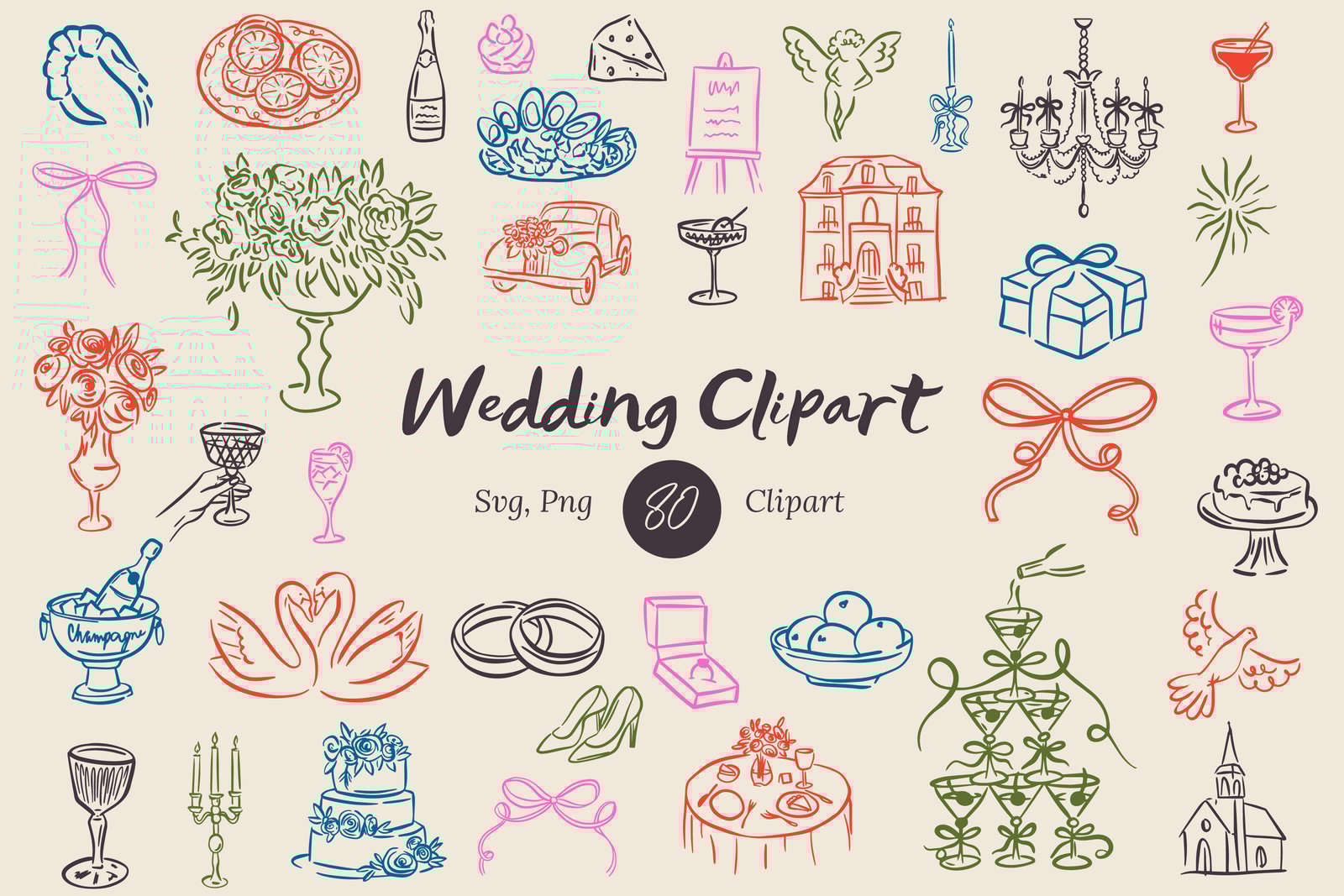 Whimsical Wedding Clipart