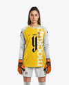 Female Goalkeeper Wearing Long Sleeve Soccer Jersey Mockup