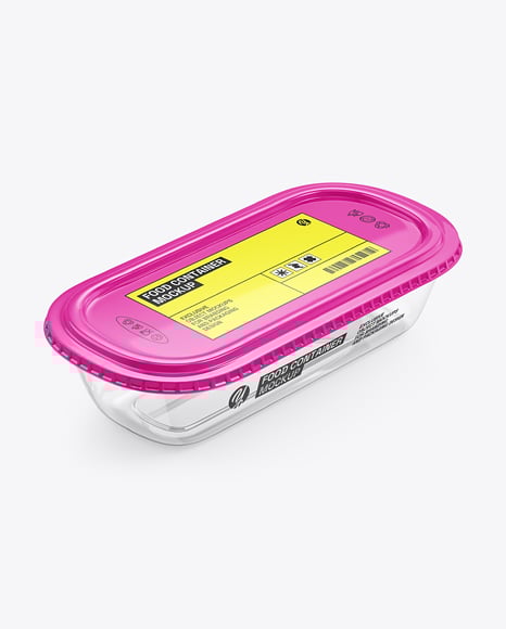 Clear Plastic Container with Glossy Plastic Lid Mockup
