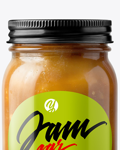 Clear Glass Jar with Apple Butter Mockup