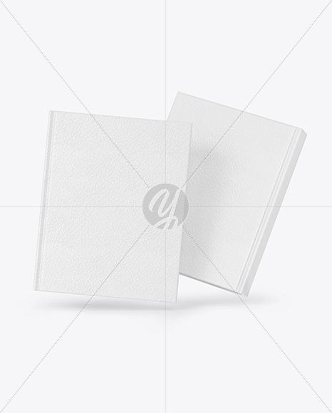 Two Hardcover Books w/ Leather Covers Mockup