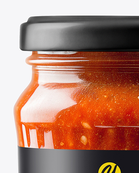 Clear Glass Jar with Marinara Sauce Mockup