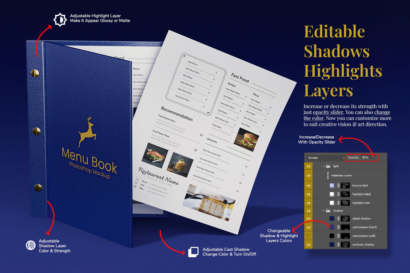 Menu Book Mockup Set - Leather Cover
