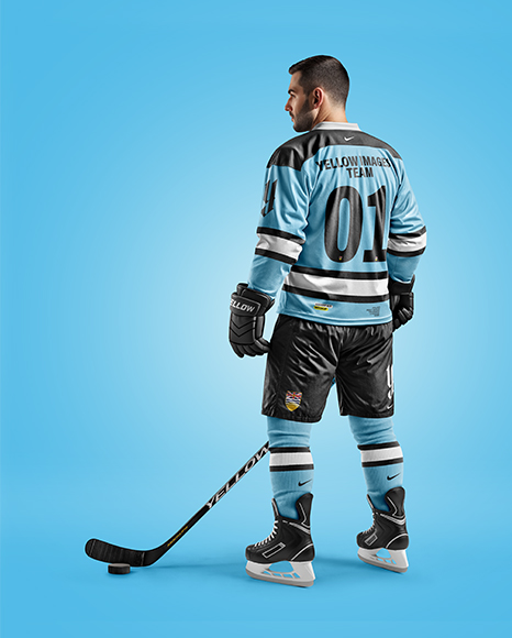 Man Wearing Full Ice Hockey Kit Mockup