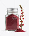 Square Glass Jar with Sumac Spice Mockup