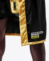 Black Man Wearing Boxing Kit with Robe and Shorts Mockup