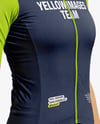 Woman Wearing Cycling Jersey and Bib Shorts Mockup