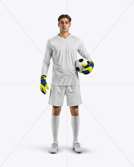 Soccer Goalkeeper Wearing V-Neck Long Sleeve Jersey Mockup