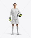 Soccer Goalkeeper Wearing V-Neck Long Sleeve Jersey Mockup