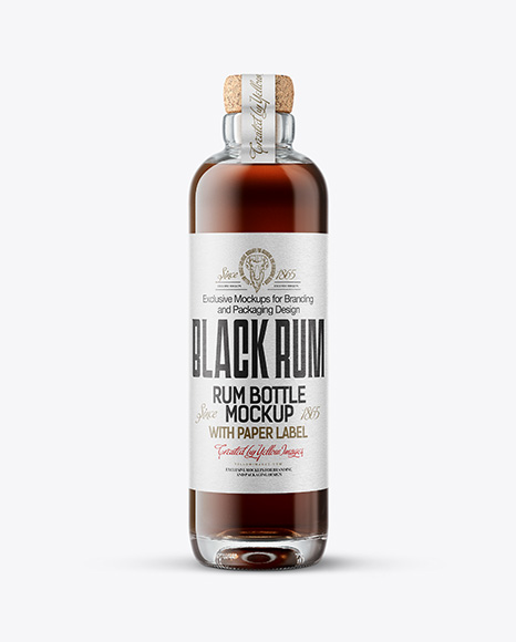 Black Rum Bottle with Cork Mockup - Black bottle mockup