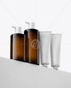 Amber Bottles with Tubes Mockup