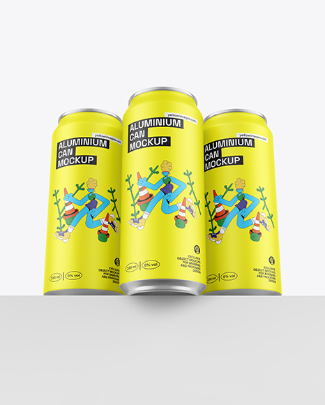 Three Matte Cans Mockup - 3d can mockup
