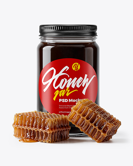 Glass Jar with Knotweed Honey Mockup - Realistic mockups