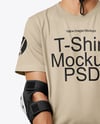 Skater in Protective Gear with Skateboard Mockup
