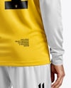 Man Wearing Long Sleeve Soccer Jersey and Shorts Mockup