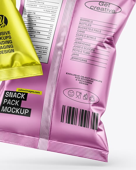Matte Metallic Snack Bags Mockup