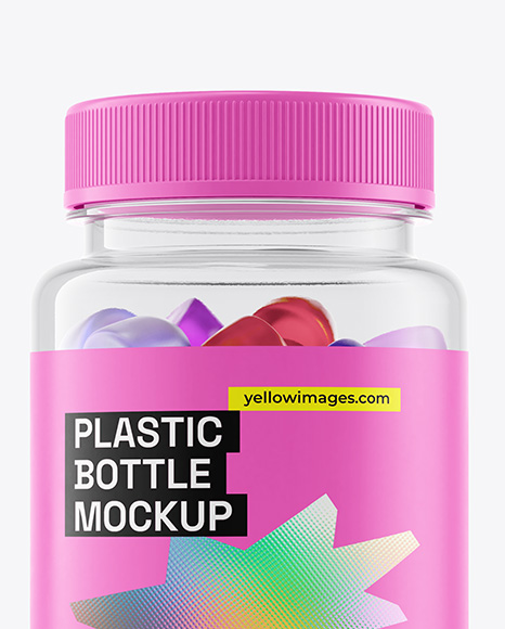 Plastic Bottle with Gummies Mockup