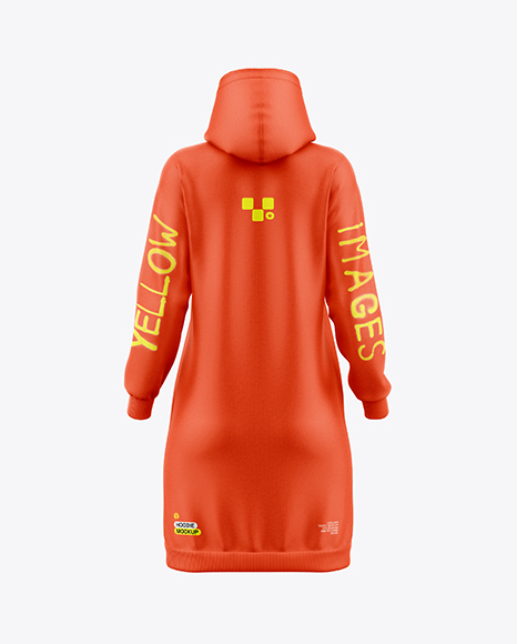 Women Cotton Hoodie Dress Mockup - Back View - Long