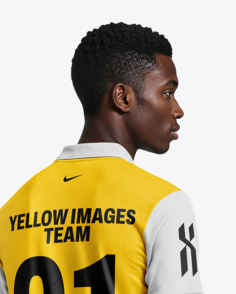 Soccer Player Wearing Polo Collar Jersey and Shorts Mockup
