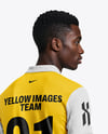 Soccer Player Wearing Polo Collar Jersey and Shorts Mockup