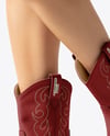 Leather Cowboy Boots on Women's Legs Mockup