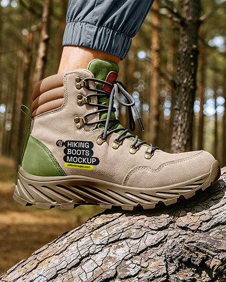 Pair of Hiking Boots on Woman's Legs Mockup