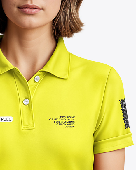 A Woman Wearing a Polo Shirt and Pants Mockup