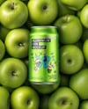 12oz Drink Can on a Stack of Green Apples Mockup