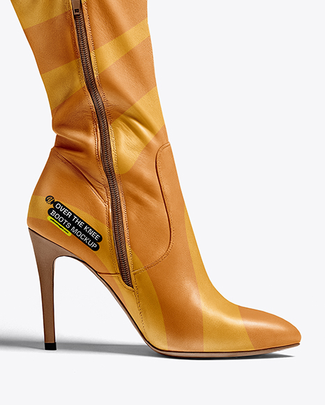 Pair of Over-The-Knee Boots on Women's Legs with Jeans Mockup