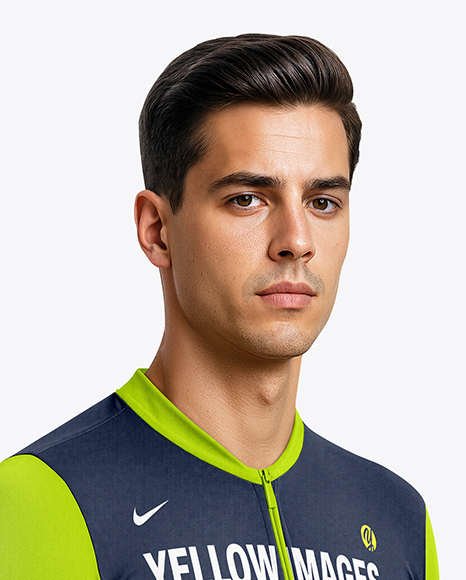 Man Wearing Cycling Jersey and Bib Shorts Mockup