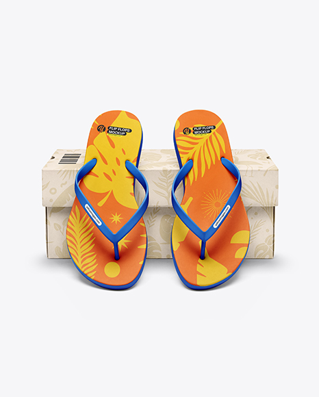 Flip Flops with Box Mockup