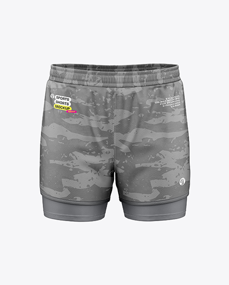 Men's Double-Layer Shorts Mockup - Front View - PSD Mockups