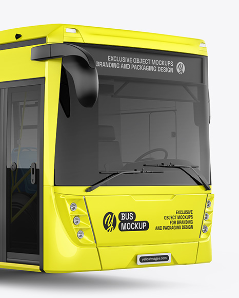 City Bus Mockup - Front Half Side View