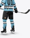 Man Wearing Full Ice Hockey Kit Mockup - Back view