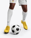 Soccer Player Wearing Raglan Jersey and Shorts Mockup