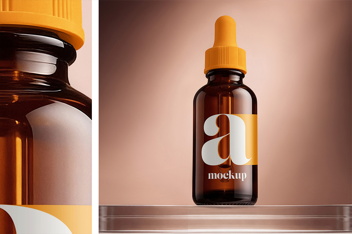 Amber Dropper Bottle Mockup Set