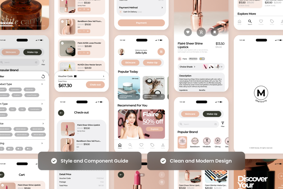 Meloura – Beauty Product App UI Design Template