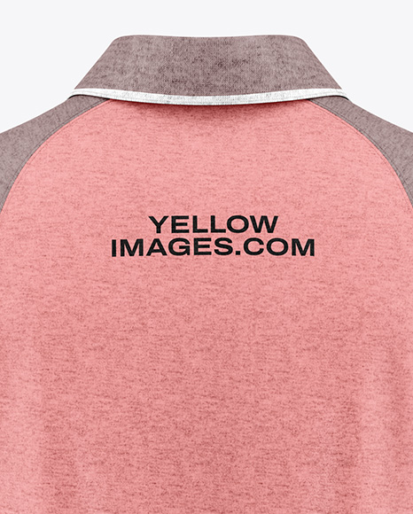 Men's Heather Raglan Polo Shirt Mockup - Back View