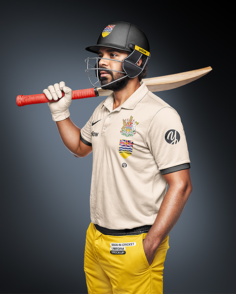 Indian Cricket Player Wearing a Polo Holding a Bat