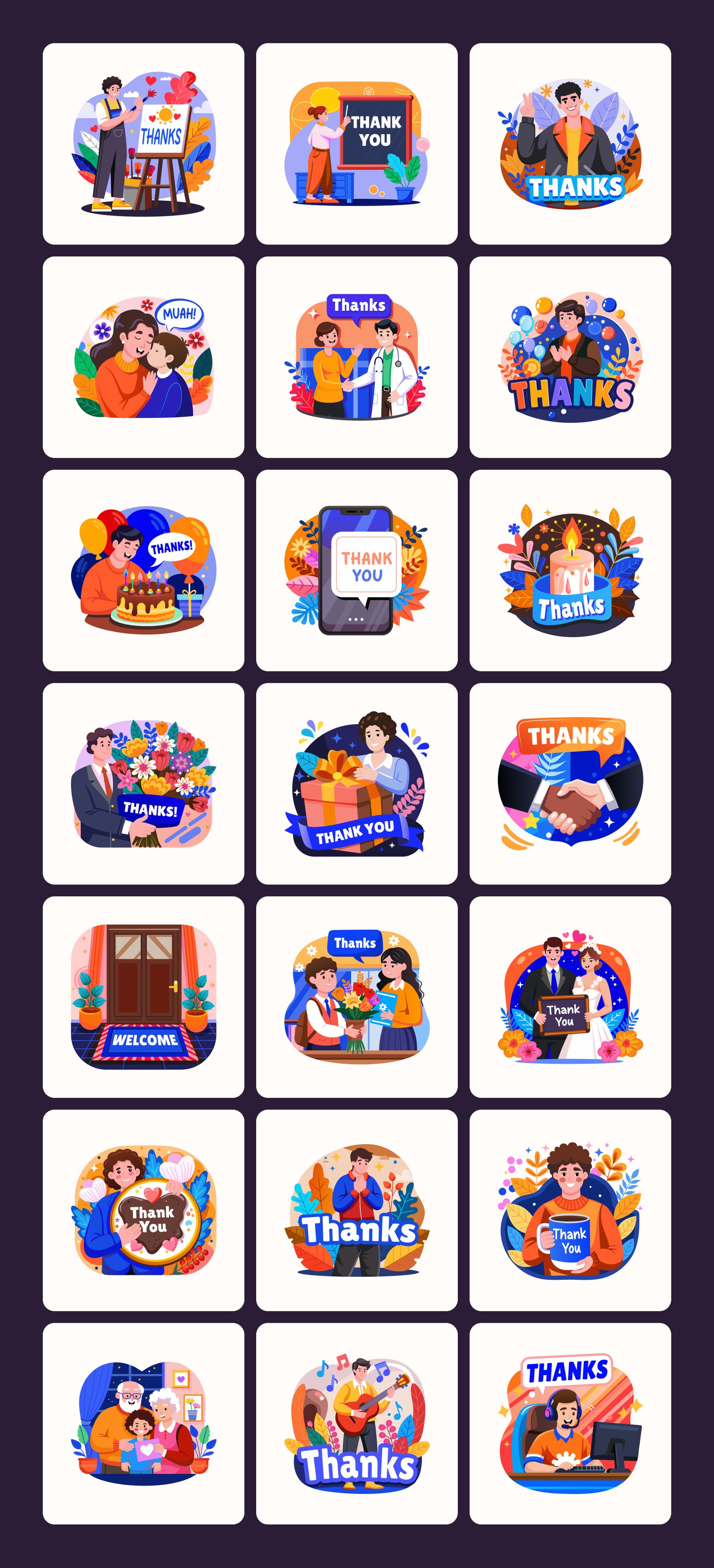 Thank You Illustration Set