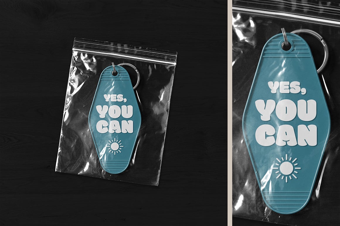 Motel Keychain in Packaging Mockup