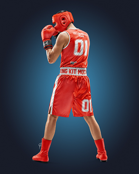 Man Wearing Boxing Kit with Jersey and Shorts Mockup