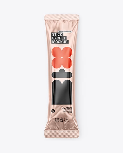 Glossy Metallic Stick Sachet Mockup - Metal keychain mockup