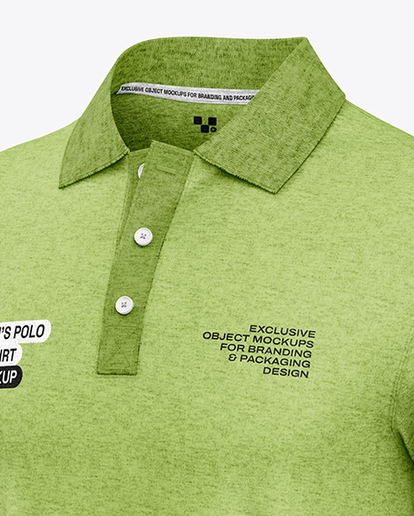 Men's Heather Polo Shirt Mockup - Half Side View