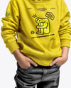 Boy Wearing a Hoodie and Beanie Hat Mockup