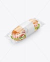 Clear Plastic Flow-Pack with Sandwich in Paper Sleeve Mockup